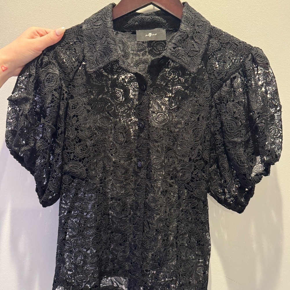 7 For All Mankind Black Lace Blouse
